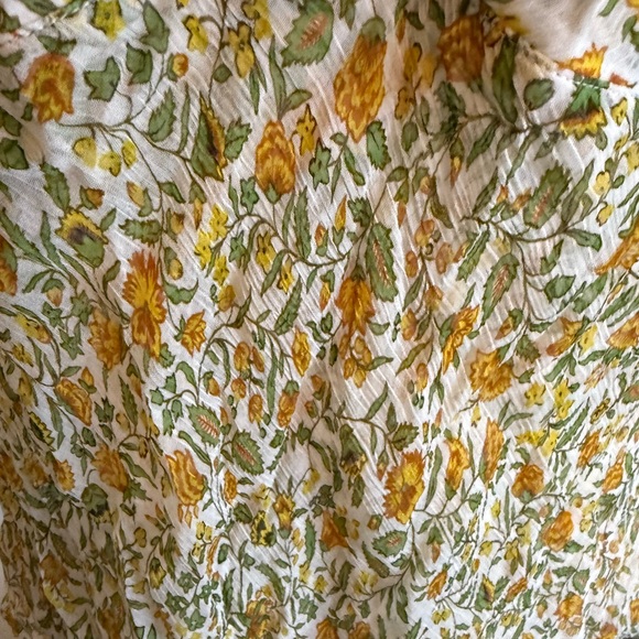 J. Crew Yellow and Green Floral Camisole crinkle chiffon flowy tank y2k sz 8 - Picture 6 of 6
